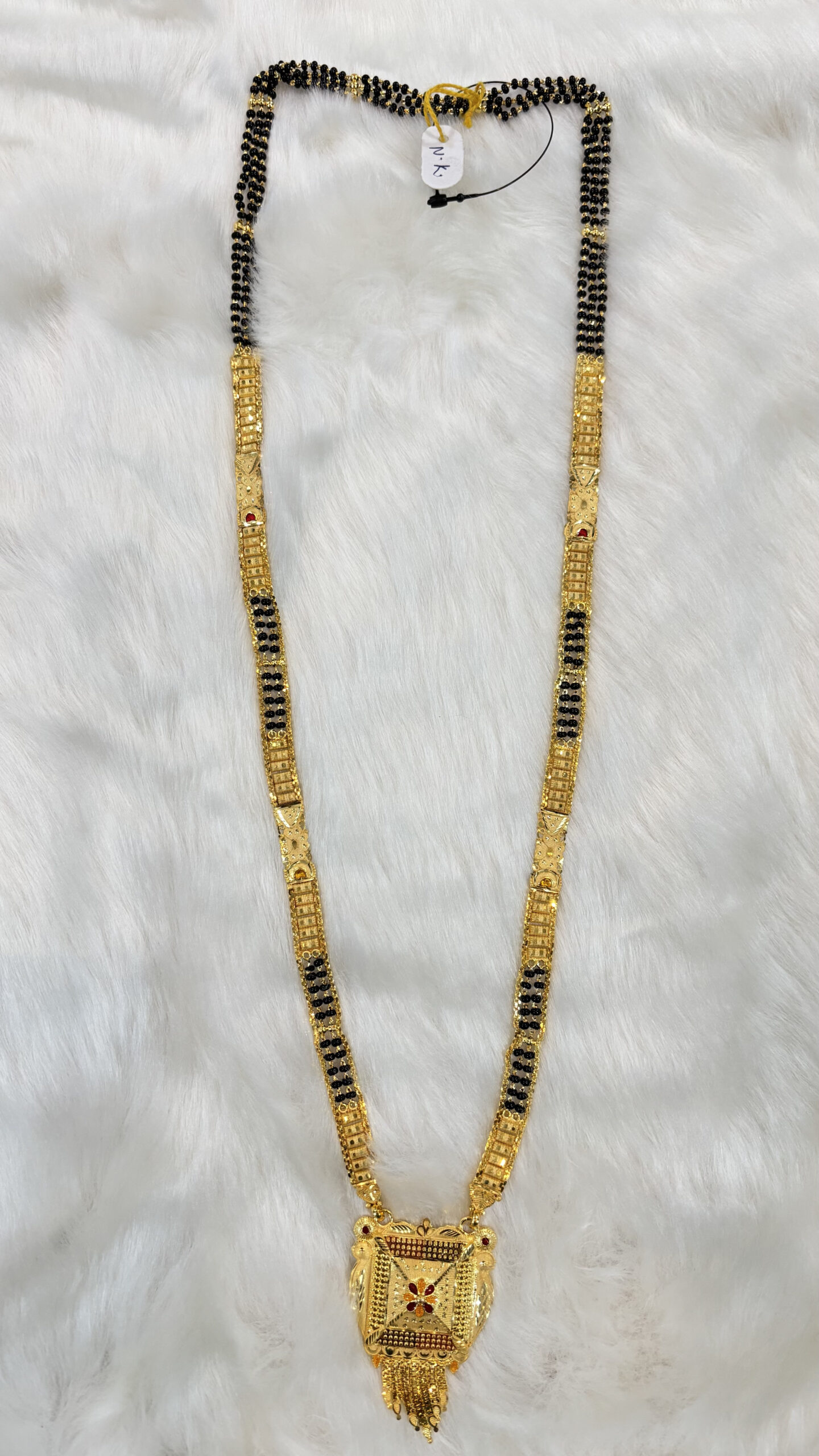 1 Gram Gold Plated Ruby Stone Medium Range Mangalsutra