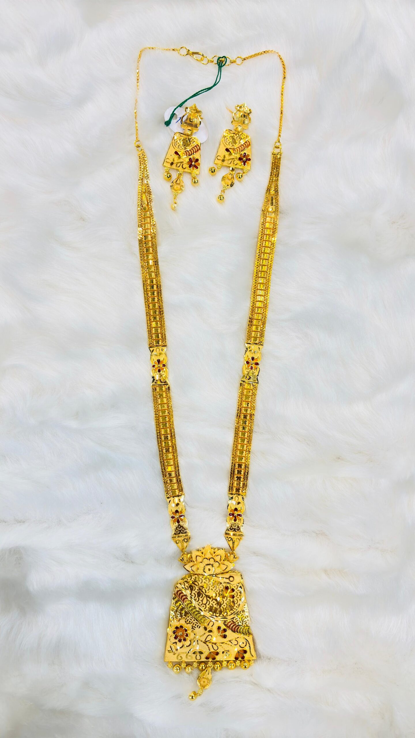 1 gram gold plated premium quality long necklace with earings
